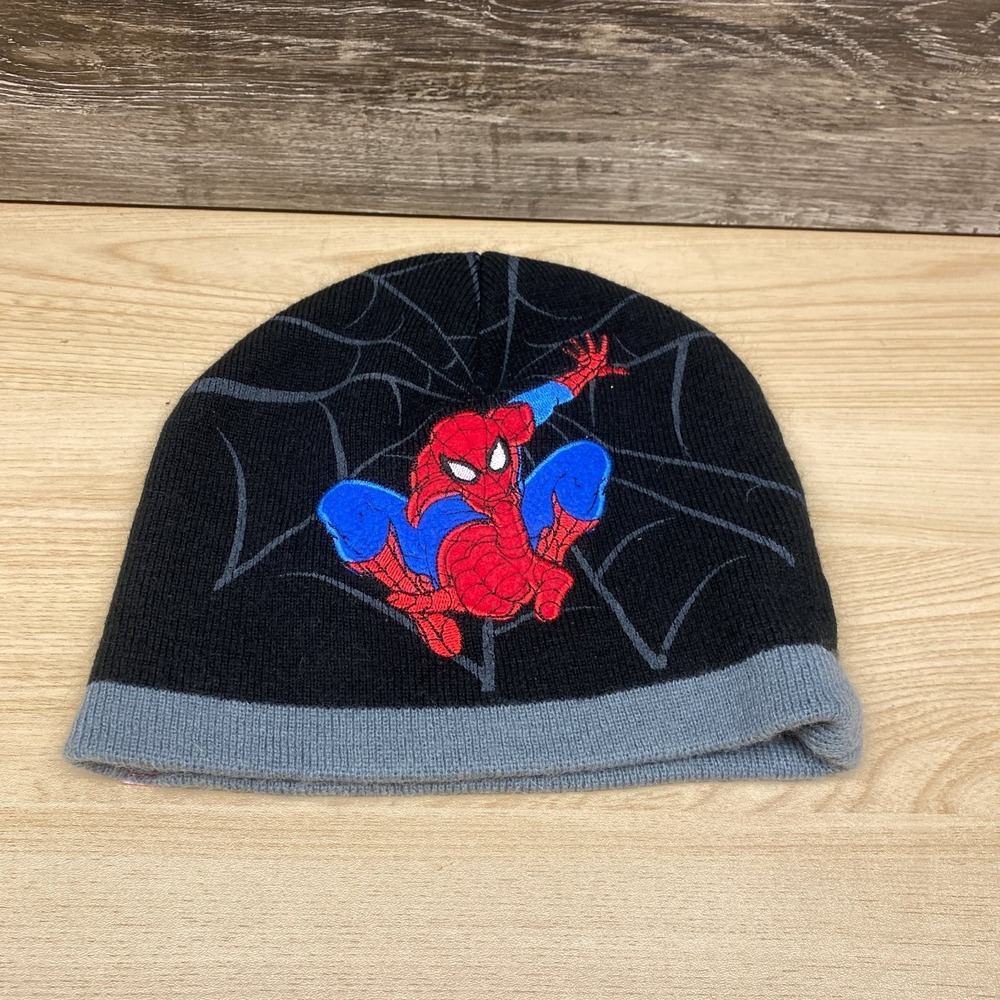 Marvel Spider-Man Hat Cap Beanie Black Grey Web Logo Superhero Comics Winter